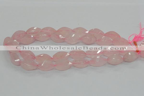 CRQ72 15.5 inches 12*24mm twisted rice natural rose quartz beads