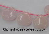 CRQ721 Top drilled 15*15mm flat teardrop rose quartz beads