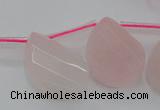 CRQ735 18*25mm faceted & twisted flat teardrop rose quartz beads