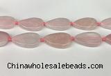 CRQ757 15.5 inches 25*40mm flat teardrop rose quartz beads