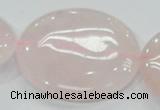 CRQ76 15.5 inches 50mm flat round natural rose quartz beads