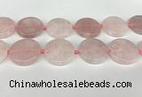 CRQ762 15.5 inches 35mm flat round rose quartz beads