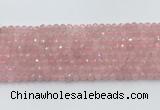 CRQ785 15.5 inches 5mm faceted round rose quartz beads wholesale