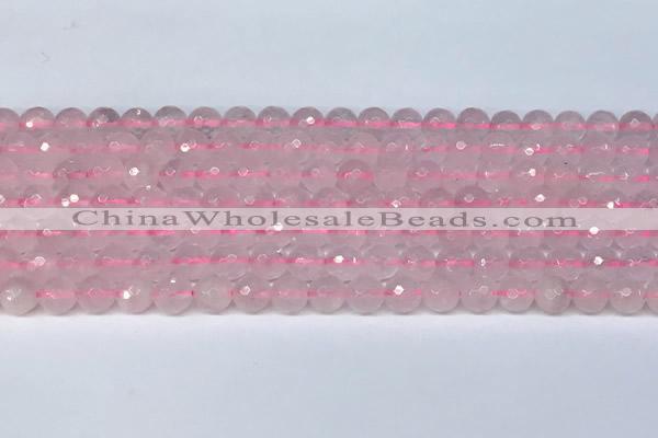 CRQ796 15.5 inches 6mm faceted round rose quartz gemstone beads