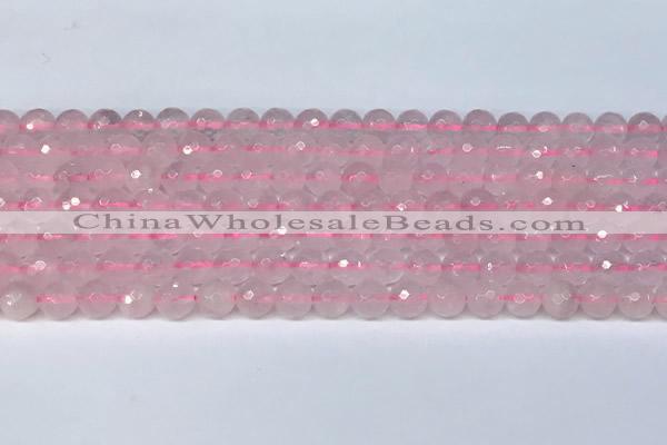 CRQ796 15.5 inches 6mm faceted round rose quartz gemstone beads