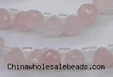 CRQ800 Top drilled 7*7mm faceted teardrop rose quartz beads