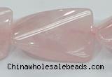 CRQ84 15.5 inches 30*40mm twisted rectangle natural rose quartz beads