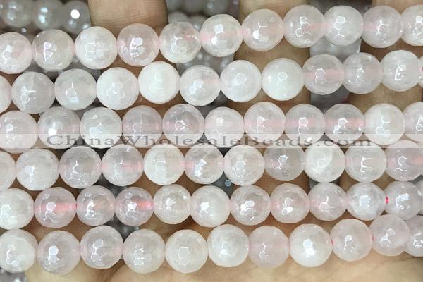 CRQ861 15 inches 8mm faceted round AB-color rose quartz beads