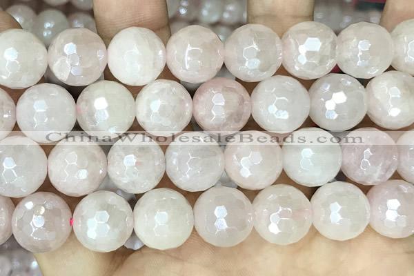 CRQ863 15 inches 12mm faceted round AB-color rose quartz beads