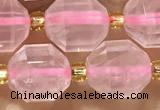 CRQ870 15 inches 9*10mm faceted rose quartz beads wholesale