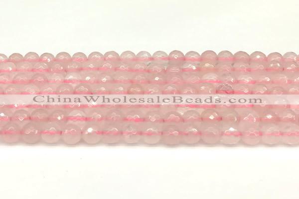 CRQ875 15 inches 6mm faceted round rose quartz beads