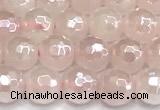 CRQ910 15 inches 6mm faceted round AB-color rose quartz beads