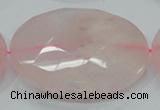 CRQ99 15.5 inches 50mm faceted flat round natural rose quartz beads