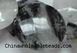 CRU07 15.5 inches 40mm faceted flat round black rutilated quartz beads