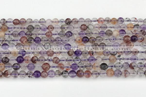 CRU1017 15.5 inches 4mm round mixed rutilated quartz beads