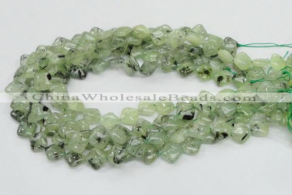 CRU103 15.5 inches 12*12mm diamond green rutilated quartz beads