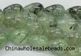 CRU105 15.5 inches 10*14mm teardrop green rutilated quartz beads