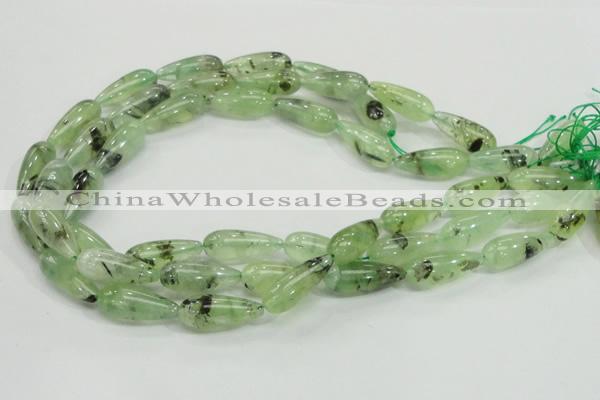 CRU106 15.5 inches 10*25mm teardrop green rutilated quartz beads