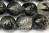 CRU1067 15 inches 10mm round black rutilated quartz beads