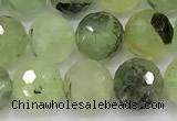 CRU1077 15 inches 10mm faceted round green rutilated quartz beads