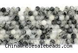 CRU1081 15.5 inches 6mm round black rutilated quartz gemstone beads