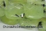 CRU121 15.5 inches 25*25mm faceted square green rutilated quartz beads