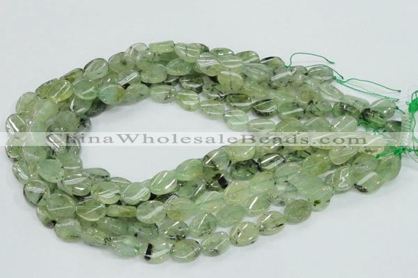 CRU122 15.5 inches 10*14mm twisted oval green rutilated quartz beads