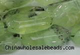 CRU128 15.5 inches 17*33mm faceted rectangle green rutilated quartz beads