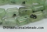 CRU133 15.5 inches 8*13mm column green rutilated quartz beads