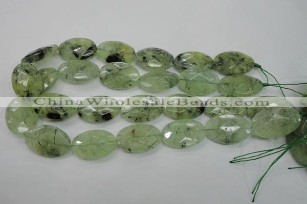 CRU140 15.5 inches 20*30mm faceted oval green rutilated quartz beads