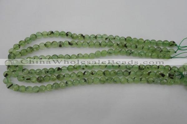 CRU152 15.5 inches 8mm faceted round green rutilated quartz beads