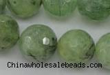 CRU159 15.5 inches 18mm faceted round green rutilated quartz beads