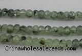 CRU161 15.5 inches 4*6mm faceted rondelle green rutilated quartz beads