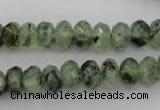 CRU162 15.5 inches 6*10mm faceted rondelle green rutilated quartz beads