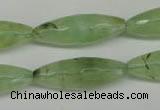 CRU167 15.5 inches 10*30mm faceted rice green rutilated quartz beads