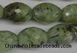 CRU168 15.5 inches 15*20mm faceted rice green rutilated quartz beads