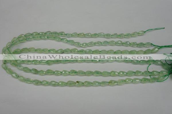 CRU170 15.5 inches 6*10mm faceted teardrop green rutilated quartz beads