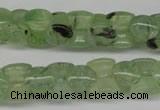 CRU180 Top-drilled 10*12mm bone green rutilated quartz beads