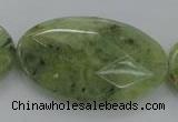CRU192 15.5 inches 30*50mm faceted oval green rutilated quartz beads