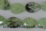 CRU209 13*18mm faceted flat teardrop green rutilated quartz beads