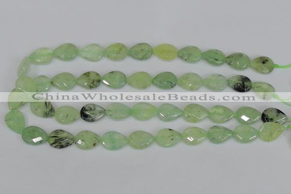 CRU209 13*18mm faceted flat teardrop green rutilated quartz beads