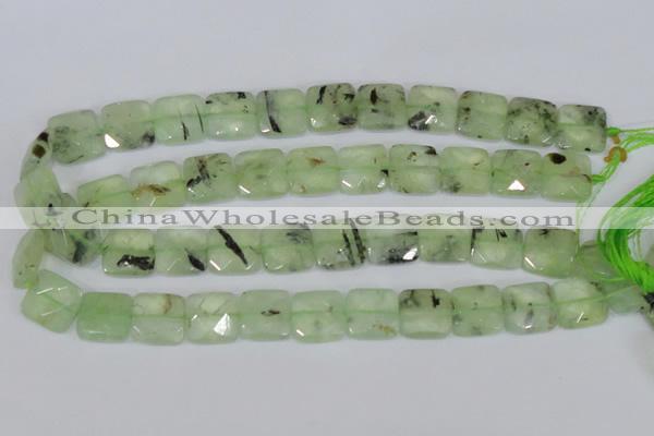 CRU213 15 inches 16*16mm faceted square green rutilated quartz beads