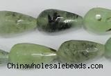 CRU215 15 inches 12*22mm faceted teardrop green rutilated quartz beads