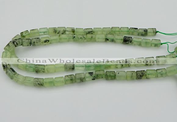 CRU225 15.5 inches 9*11mm tube green rutilated quartz beads