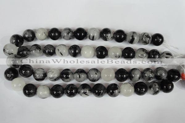 CRU307 15.5 inches 16mm round black rutilated quartz beads