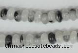 CRU323 15.5 inches 5*8mm rondelle black rutilated quartz beads