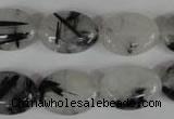 CRU333 15.5 inches 13*18mm oval black rutilated quartz beads