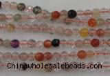 CRU400 15.5 inches 4mm faceted round Multicolor rutilated quartz beads