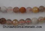 CRU402 15.5 inches 8mm faceted round Multicolor rutilated quartz beads