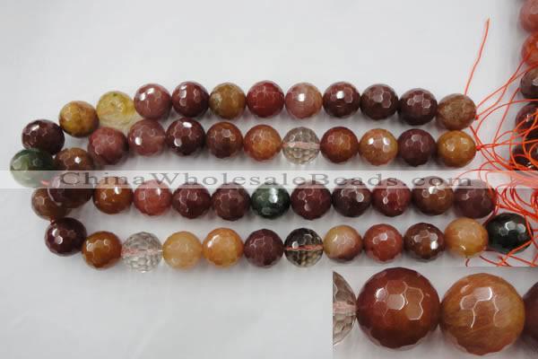 CRU416 15.5 inches 16mm faceted round Multicolor rutilated quartz beads